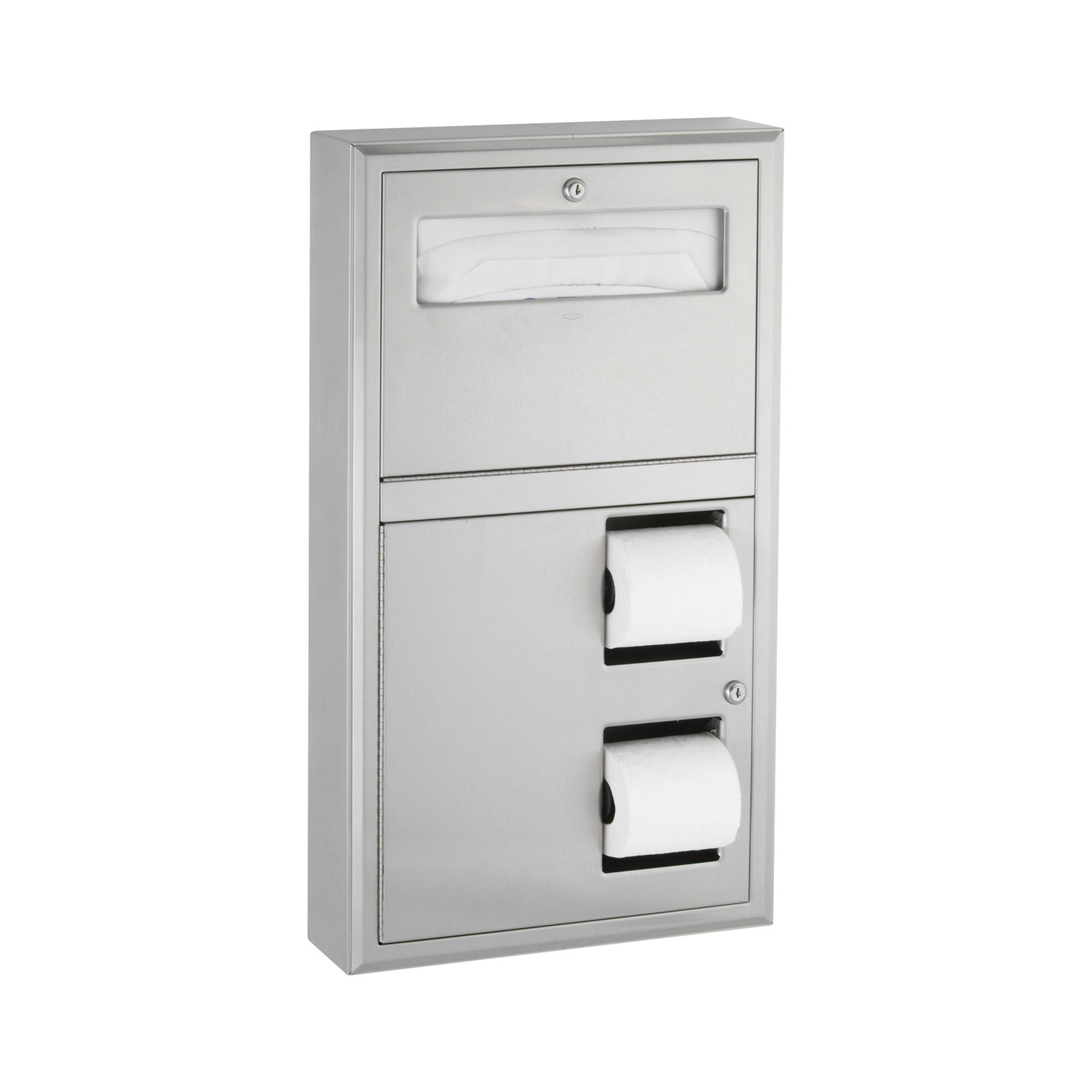 Combo dispensador de papel higiénico con dispensador de cubreasiento